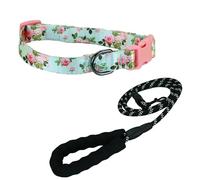 Newtensina Mode Fleur Motif Chien Laisse Et Collier Chien Collier Chiot Pour Chiens Moyens Grands Chiens (L) - Bleu - S