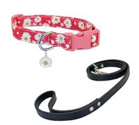 Newtensina Mode Fleur Motif Chien Laisse Et Collier De Chien Avec Un Pendentif Pétale Pour Chiens Moyens Grands Chiens (m) - Roseo - S