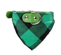 Newtensina Plaid Bandana pour Chien Mignon Chiot Neckerchief Ajustable Chiot Collier Écharpe pour Chiens - Vert - L