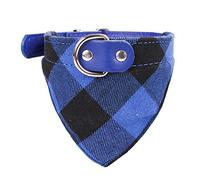 Newtensina Plaid Bandana pour Chien Mignon Chiot Neckerchief Ajustable Chiot Collier Écharpe pour Chiens - Bleu - M