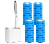 Newthinking Kit de brosse WC jetable et recharges, système de nettoyage de toilettes jetable, kit de brosse de nettoyage de close-stool de salle de bain avec support d'ouverture et de fermeture