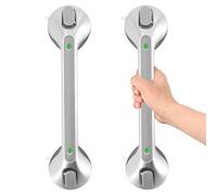 Newthinking Longues barres d'appui à ventouse pour salle de bain, poignée de douche à ventouse de 40,6 cm avec indicateur, poignée de sécurité à ventouse portable, aide à la mobilité pour personnes