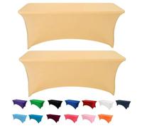 Newthinking Lot de 2 nappes extensibles de 1,8 m pour travaux manuels, en élasthanne, lavables et infroissables, pour banquet, table pliante, événement, mariage, champagne