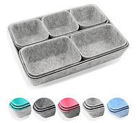 Newthinking Lot de 8 boîtes de rangement carrées empilables pour tiroir de bureau, pour la maison, le bureau, les cosmétiques (gris)