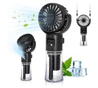 Newthinking Mini ventilateur portable de voyage avec brume d'eau, 4 vitesses réglables et rotation à 180° (noir)