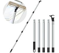 Newthinking Perche télescopique pour fenêtres Velux - 1,87 m - En acier inoxydable - Longue poignée - Avec crochet - Pour fenêtre de toit Velux