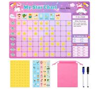 Newthinking Tableau de récompense pour enfants, 42 x 30 cm, grand tableau de récompense magnétique et autocollants étoiles avec stylo effaçable à sec pour enfants, bonnes habitudes, comportement