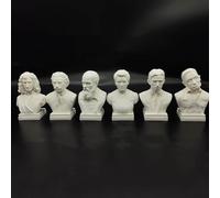 Newton Statue scientifique Einstein Buste Statue Impression 3D Figurine Galilée Madame Curie Sculpture Tesla pour décoration de salon, maison, bureau, collection Tesla Figurine Hawking Bust (6 pièces)