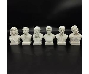Newton Statue scientifique Einstein Buste Statue Impression 3D Figurine Galilée Madame Curie Sculpture Tesla pour décoration de salon, maison, bureau, collection Tesla Figurine Hawking Bust (6 pièces)