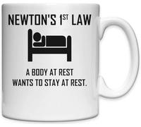 Newton's 1st Law A Body at Rest Wants to Stay at Rest Sleeping Mug humoristique en céramique Blanc