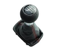 Newtown2700-parts Pommeau de levier de vitesse + soufflet + cadre avec coutures rouges - Support de 12 mm compatible / pièce de rechange pour Audi A3 8L 1.8 1.9 TDI couture rouge 6 vitesses année de