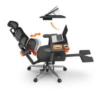 NEWTRAL Pro NT002 Chaise de bureau ergonomique avec repose-pieds - chaise de bureau avec dossier haut+poste de travail amovible Desktop