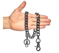 newtro Chaîne de portefeuille robuste pour homme, femme, garçon, fille, motard, pantalon de moto, jean, punk, gothique, porte-clés noir, doré, argenté TH, Th05-noir, 43 cm