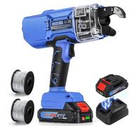 NEWTRY 20V Lieur fil fer d'armatures Professionnel Automatique Pince à Ligature sur Batterie pour Barres d'acier de 0,3'' ~ 1.33'' (7~34mm), avec 2 Batteries 2,0 Ah et Chargeur (bleu)