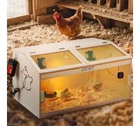 NEWTRY Couffin de poule avec porte coulissante intelligente avec 3 lampes chauffantes, 1 régulateur de température, 2 types de thermomètre jusqu'à 35 poussins cailles oiseaux