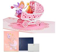NEWUPZSI Carte naissance fille, Carte pop up 3D parfaite pour annoncer la naissance d'un bébé ou un baptême de fille, Carte pop-up 3D - Cadeau de naissance, nouveau bébé, carte Félicitations Carte