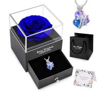 NEWUPZSI Rose Eternelle avec Bijoux Conservée Préservés Vraie Rose avec Collier Cadeau Anniversaire pour sa Femme, Maman, Grand-Mère, Amie pour Maman Grands Mères Copine