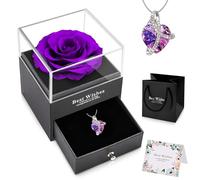 NEWUPZSI Rose Éternelle Préservée avec Collier à la Main - Cadeau pour Femme, Maman, Grand-Mère, Amie