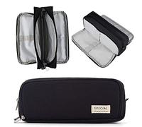 NEWUPZSI Trousse Scolaire Noir à Crayons Grande Capacité Cadeau Noël ado garçon Fille avec 3 Compartiments Pencil Case Trousses pour Filles et Adolescents Enfants, étudiants, Adultes, école, Bureau