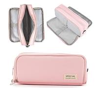NEWUPZSI Trousse Scolaire Rose à Crayons Grande Capacité Cadeau Noël ado garçon Fille avec 3 Compartiments Pencil Case Trousses pour Filles et Adolescents Enfants, étudiants, Adultes, école, Bureau