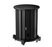 newuzis Stackable Stools, 4-Piece Solid Wood Set with Locking Casters, Multi-Functional Space-Saving Seats for Dining Side Table Footrest Small Apartment Noir