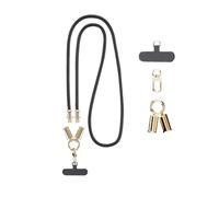 NEWWAY Lanière téléphone avec câble USB-C 60W - Charge rapide, transfert 480 Mbps, cordon tressé silicone, compatible smartphones/tablettes/PC (Noir, 120 CM)