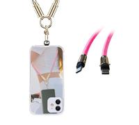 NEWWAY Lanière téléphone avec câble USB-C 60W - Charge rapide, transfert 480 Mbps, cordon tressé silicone, compatible smartphones/tablettes/PC (Rose, 120 CM)