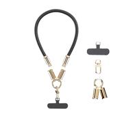 NEWWAY Lanière téléphone avec câble USB-C 60W - Charge rapide, transfert 480 Mbps, cordon tressé silicone, compatible smartphones/tablettes/PC (Noir, 30 CM)