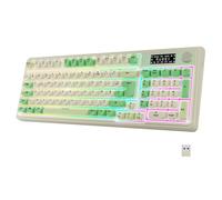NEWWAY NK251 - Clavier sans Fil Rechargeable Affichage LCD Numérique Molette Multifonction - AZERTY français - Triple Mode (WiFi 2.4 GHz, BT, USB-C) - Rétroéclairage RGB - Récepteur USB au Dos