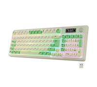 NEWWAY NK251 Clavier sans Fil Rechargeable - Layout Allemand QWERTZ - Triple Modes WiFi 2.4GHz / BT/USB-C - Affichage Numérique - Molette Multifonction - Rétroéclairage RGB - Récepteur au Dos