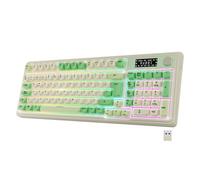 NEWWAY NK251 Clavier sans Fil Rechargeable - Layout Espagnol QWERTY - Triple Modes WiFi 2.4GHz / BT/USB-C - Affichage Numérique - Molette Multifonction - Rétroéclairage RGB - Récepteur au Dos