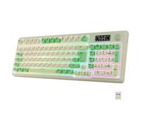 NEWWAY NK251 Clavier sans Fil Rechargeable - Layout Italien QWERTY - Triple Modes WiFi 2.4GHz / BT/USB-C - Affichage Numérique - Molette Multifonction - Rétroéclairage RGB - Récepteur au Dos