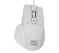 NEWWAY Souris Verticale Filaire Ergonomique A7-1200/1800/2400/3200 DPI - Silencieux - Plug et Play - USB - Blanc