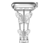 NewWays Bracelet compatible avec Apple Watch Series 10 42 mm Series 9/8/7 41 mm Series 6/5/4 40 mm Series 3 38 mm pour femme, bracelet avec diamants étincelants pour bracelet iWatch pour femme, argent