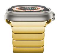 NewWays - Bracelet de rechange à maillons en acier inoxydable massif - Compatible avec pour Apple Watch, iWatch Ultra/Ultra2, Series 2/SE, 49 mm/45 mm/44 mm/42 mm - Doré - DLC