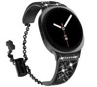 NewWays Bracelet de rechange en métal avec strass compatible avec Samsung Galaxy Watch 8 de 40 mm, 44 mm/8 Classic de 46 mm pour femme