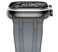 NewWays Bracelet de sport, en silicone, souple, 49, 45, 44, 42 mm, compatible avec Apple Watch, iWatch Ultra 2/Ultra séries SE (2023-2020) séries 9/8/7/6/5/4/3/2/1, avec connecteur, gris et noir