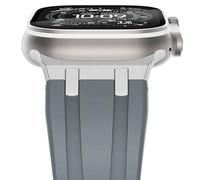 NewWays Bracelet de sport, en silicone, souple, 49, 45, 44, 42 mm, pour Apple Watch, iWatch Ultra 2/Ultra séries 9, 8, 7, 6, SE, 5, 4, 3, 2, 1, hommes et femmes, avec connecteur, gris et argenté