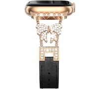 NewWays Bracelet en cuir pour Apple Watch 42 mm (Series 11/10) 40 mm, 41 mm, 38 mm, bracelet de rechange pour femme pour iWatch SE (2025-2020) séries 11, 10, 9, 8, 7, 6, 5, 4, 3, 2, 1, doré/noir, 46mm