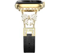 NewWays Bracelet en cuir pour Apple Watch 42 mm (Series 11/10) 40 mm, 41 mm, 38 mm, bracelet de rechange pour femme pour iWatch SE (2025-2020) séries 11, 10, 9, 8, 7, 6, 5, 4, 3, 2, 1, doré/noir, 46mm