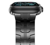 NewWays Bracelet en métal compatible avec Apple Watch - 42 mm, 44 mm, 45 mm, 49 mm, en acier inoxydable - Pour iWatch Ultra Series 8 7 6 5 4 3 2 1 SE (2022/2020) - Noir