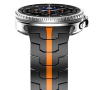 NewWays Bracelet en métal en acier inoxydable compatible avec Samsung Galaxy Watch 8 Classic 46 mm/Watch 8 44 mm 40 mm, Noir/Orange