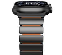 NewWays Bracelet en titane compatible avec Apple Watch 49 mm, 46 mm, 45 mm, 44 mm, bracelet de rechange de luxe en titane et silicone pour iWatch Ultra 3 2 1 Series 11/10/9/8/7/6/5/4/SE