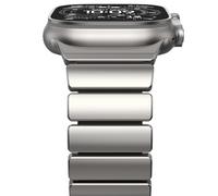 NewWays Bracelet en titane compatible avec Apple Watch 49 mm, 46 mm, 45 mm, 44 mm, bracelet de rechange de luxe en titane et silicone pour iWatch Ultra 3 2 1 Series 11/10/9/8/7/6/5/4/SE