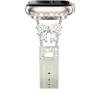 NewWays Bracelet fin en cuir brillant avec nœud étincelant pour Apple Watch Series 11 10 42 mm, 40 mm, 41 mm pour iWatch Series 11, 10, 9, 8, 7, 6, 5, 4 SE, bracelet fin et habillé pour femme