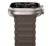 NewWays Bracelet magnétique compatible avec Apple Watch 49 mm, 46 mm, 45 mm, 44 mm, 42 mm (Series 3 2 1), bracelet en silicone pour iWatch Ultra 3, 2, 1, Series 11/10/9/8/7/6/5/4/3/2/1/SE (marron