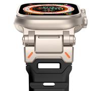 NewWays compatible avec le bracelet Apple Watch 49 mm 46 mm 45 mm 44 mm 42 mm (série 3 2 1), bracelet sport en silicone FKM souple pour iWatch Ultra 3 2 1 Series 10 9 8 7 6 5 4 3 2 1 SE, noir/titane