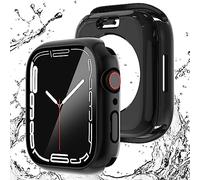 NewWays Lot de 2 coques étanches pour Apple Watch 45 mm Series 9 8 7, noir | Protection d'écran rigide complète pour iWatch avec verre trempé