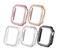 NewWays Lot de 5 Coques de Protection pour Apple Watch 38 mm 40 mm 42 mm 44 mm for 40mm Only Transparent/Or Rose/Rose/argenté/Noir.