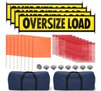 Newwiee Lot de 2 ensembles de drapeaux de sécurité comprenant une bannière de charge surdimensionnée, un avertissement de drapeau rouge et orange, un sac et un aimant pour camion, cargaison, passages
